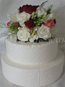 Burgundy and Ivory Rose Cake Topper